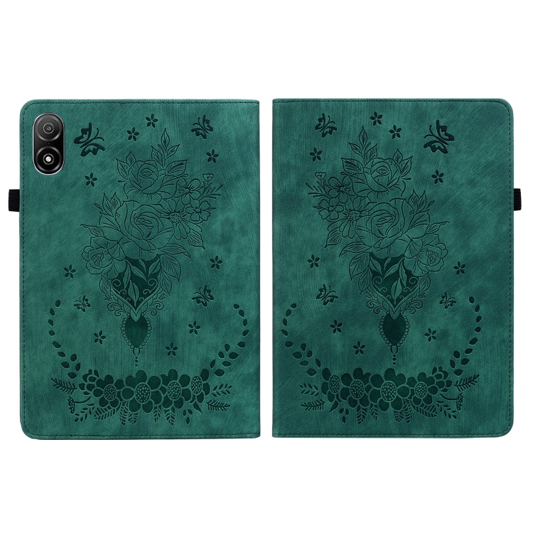 For Honor Pad V8 Pro Butterfly Rose Embossed Leather Tablet Case(Green)