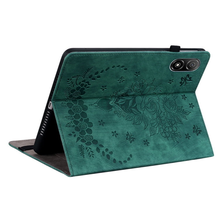 For Honor Pad V8 Pro Butterfly Rose Embossed Leather Tablet Case(Green)