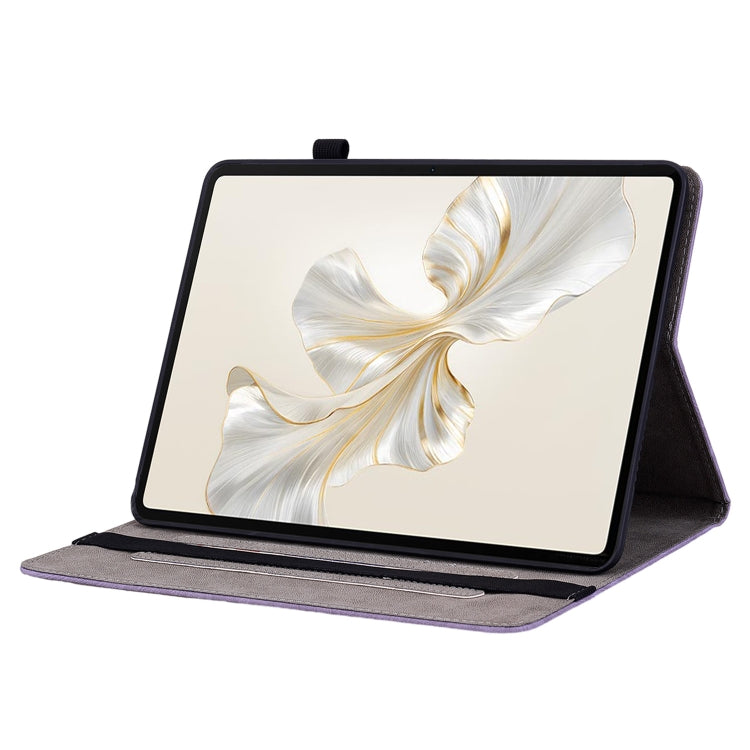 For Honor Pad 9 12.1 Butterfly Rose Embossed Leather Tablet Case(Purple)