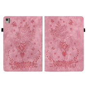 For Nokia T21 Butterfly Rose Embossed Leather Tablet Case(Pink)
