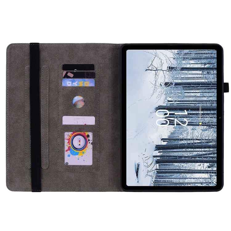 For Nokia T21 Butterfly Rose Embossed Leather Tablet Case(Green)