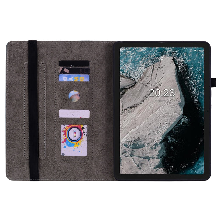 For Nokia T20 10.4 2021 Butterfly Rose Embossed Leather Tablet Case(Green)