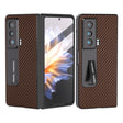 For Honor Magic Vs Carbon Fiber Texture Integrated Protective Phone Case with Holder(Brown) - Honor Cases by PMC TechLife | Online Shopping South Africa | PMC TechLife | Buy Now Pay Later Mobicred