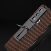 For Honor Magic Vs Carbon Fiber Texture Integrated Protective Phone Case with Holder(Brown)