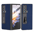 For Honor Magic Vs Carbon Fiber Texture Integrated Protective Phone Case with Holder(Dark Blue) - Honor Cases by PMC TechLife | Online Shopping South Africa | PMC TechLife | Buy Now Pay Later Mobicred