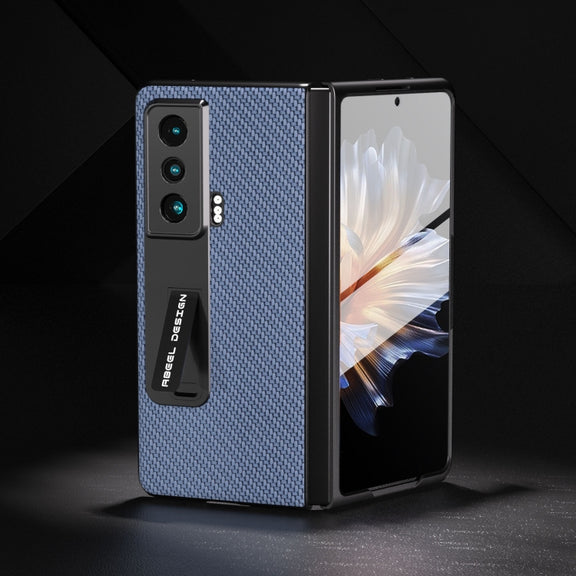 For Honor Magic Vs Carbon Fiber Texture Integrated Protective Phone Case with Holder(Light Blue)