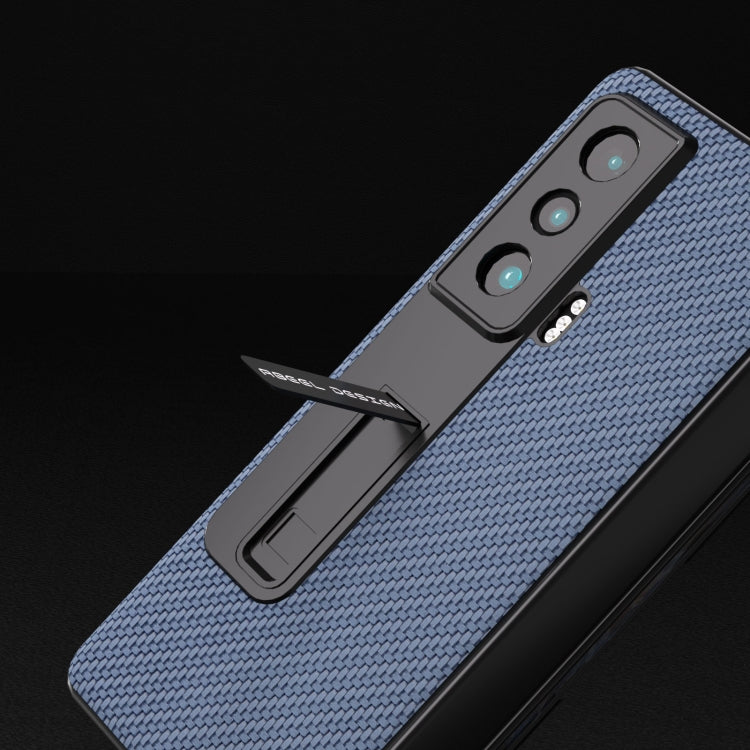 For Honor Magic Vs Carbon Fiber Texture Integrated Protective Phone Case with Holder(Light Blue)