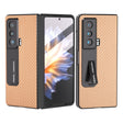 For Honor Magic Vs Carbon Fiber Texture Integrated Protective Phone Case with Holder(Gold) - Honor Cases by PMC TechLife | Online Shopping South Africa | PMC TechLife | Buy Now Pay Later Mobicred