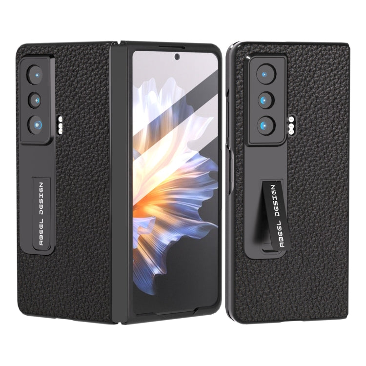 For Honor Magic Vs Integrated Genuine Leather Litchi Texture Phone Case with Holder(Black)