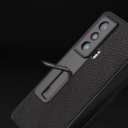 For Honor Magic Vs Integrated Genuine Leather Litchi Texture Phone Case with Holder(Black)
