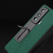 For Honor Magic Vs Integrated Genuine Leather Litchi Texture Phone Case with Holder(Green)