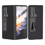 For Honor Magic Vs Integrated Genuine Leather + PC Litchi Texture Phone Case with Holder(Black)
