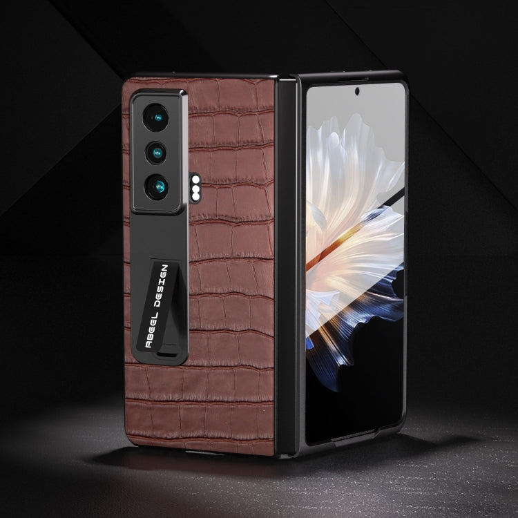 For Honor Magic Vs Integrated Crocodile Texture Genuine Leather Phone Case(Brown)