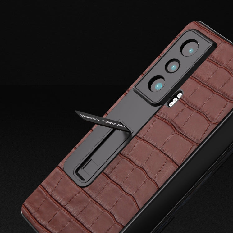 For Honor Magic Vs Integrated Crocodile Texture Genuine Leather Phone Case(Brown)