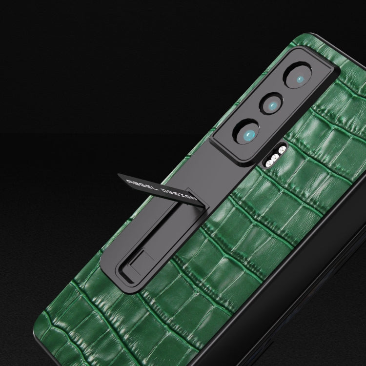 For Honor Magic Vs Integrated Crocodile Texture Genuine Leather Phone Case(Green)