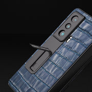 For Honor Magic Vs Integrated Crocodile Texture Genuine Leather Phone Case(Blue)
