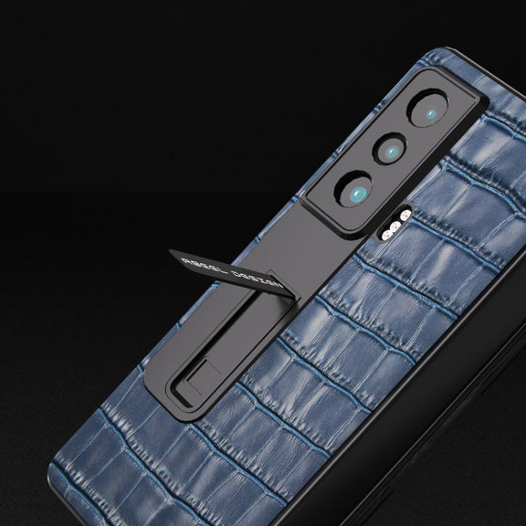 For Honor Magic Vs Integrated Crocodile Texture Genuine Leather Phone Case(Blue)
