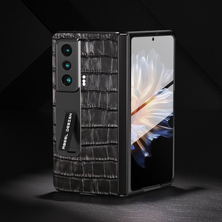 For Honor Magic Vs Integrated Crocodile Texture Genuine Leather Phone Case(Black)