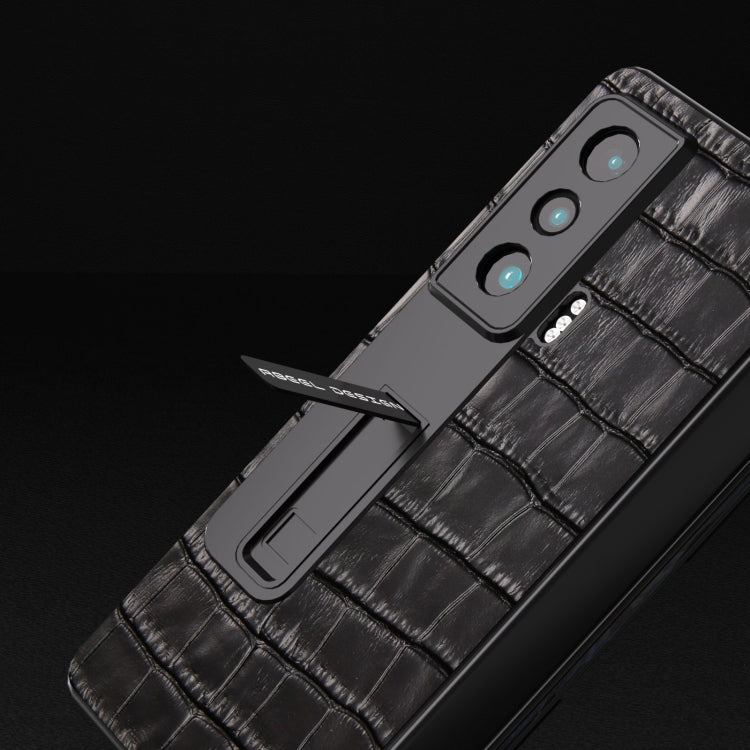 For Honor Magic Vs Integrated Crocodile Texture Genuine Leather Phone Case(Black)