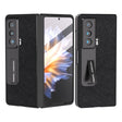 For Honor Magic Vs Integrated Cross Texture Genuine Leather Phone Case with Holder(Black) - Honor Cases by PMC TechLife | Online Shopping South Africa | PMC TechLife | Buy Now Pay Later Mobicred