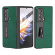 For Honor Magic Vs Integrated Cross Texture Genuine Leather Phone Case with Holder(Green) - Honor Cases by PMC TechLife | Online Shopping South Africa | PMC TechLife | Buy Now Pay Later Mobicred