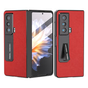 For Honor Magic Vs Integrated Cross Texture Genuine Leather Phone Case with Holder(Red)