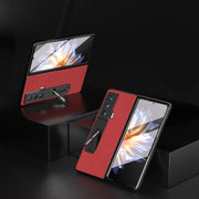 For Honor Magic Vs Integrated Cross Texture Genuine Leather Phone Case with Holder(Red)