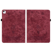 For iPad Air 11 2025 / 2024 Butterfly Rose Embossed Leather Smart Tablet Case(Red)