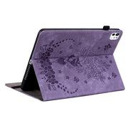 For iPad Pro 11 2024 Butterfly Rose Embossed Leather Smart Tablet Case(Purple)
