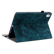 For iPad Pro 11 2024 Butterfly Rose Embossed Leather Smart Tablet Case(Dark Blue)