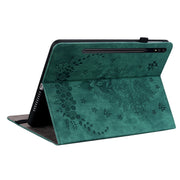 For Samsung Galaxy Tab S9 Butterfly Rose Embossed Leather Tablet Case(Green)