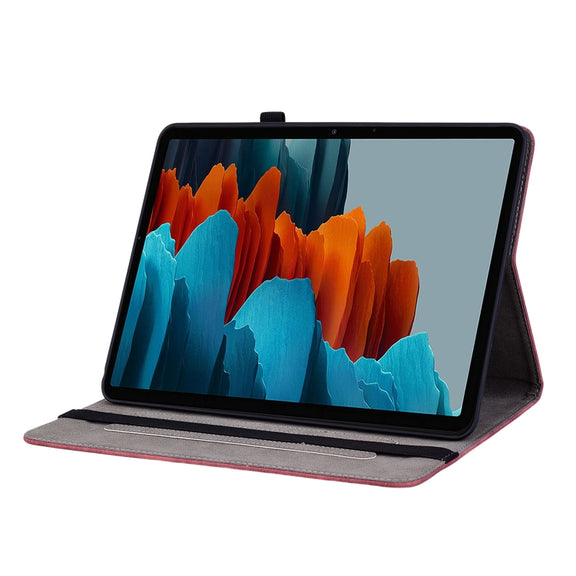 For Samsung Galaxy Tab S9+ Butterfly Rose Embossed Leather Tablet Case(Red)
