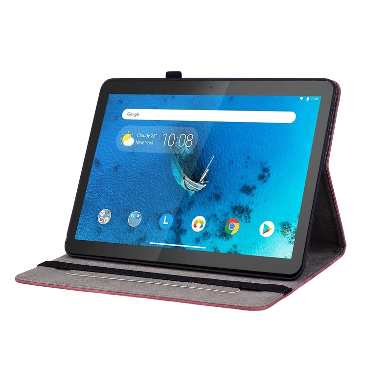 For Lenovo M10 Butterfly Rose Embossed Leather Tablet Case(Red)