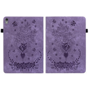 For Lenovo Tab P11 TB-J606F Butterfly Rose Embossed Leather Tablet Case(Purple)