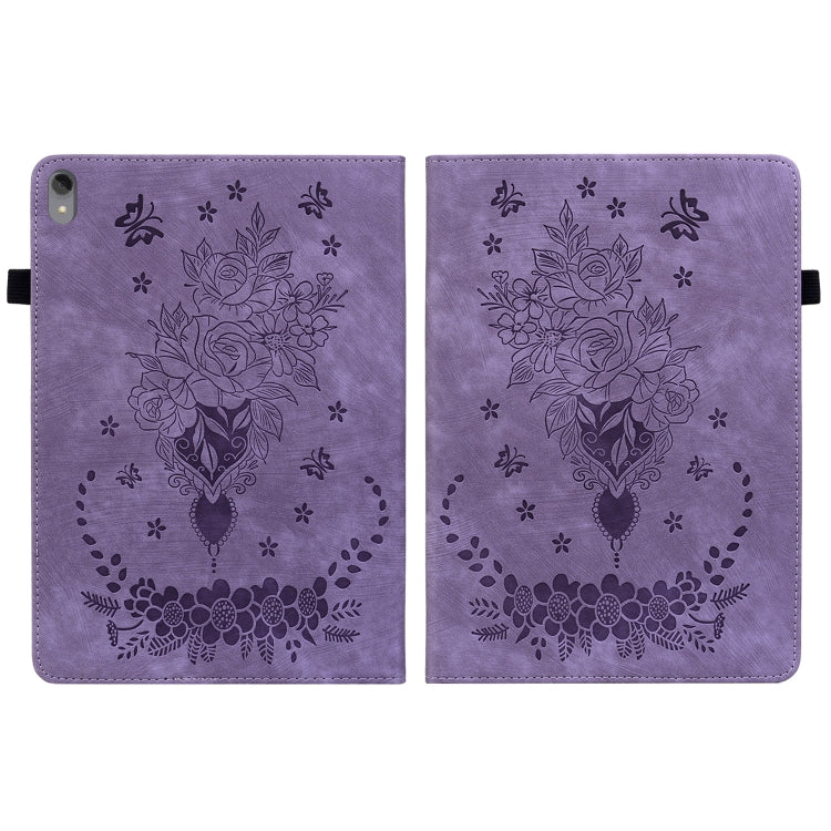 For Lenovo Tab P11 TB-J606F Butterfly Rose Embossed Leather Tablet Case(Purple)