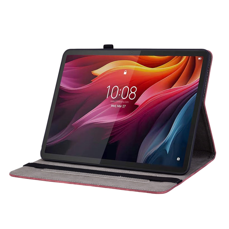 For Lenovo Tab K11 Plus Butterfly Rose Embossed Leather Tablet Case(Red)