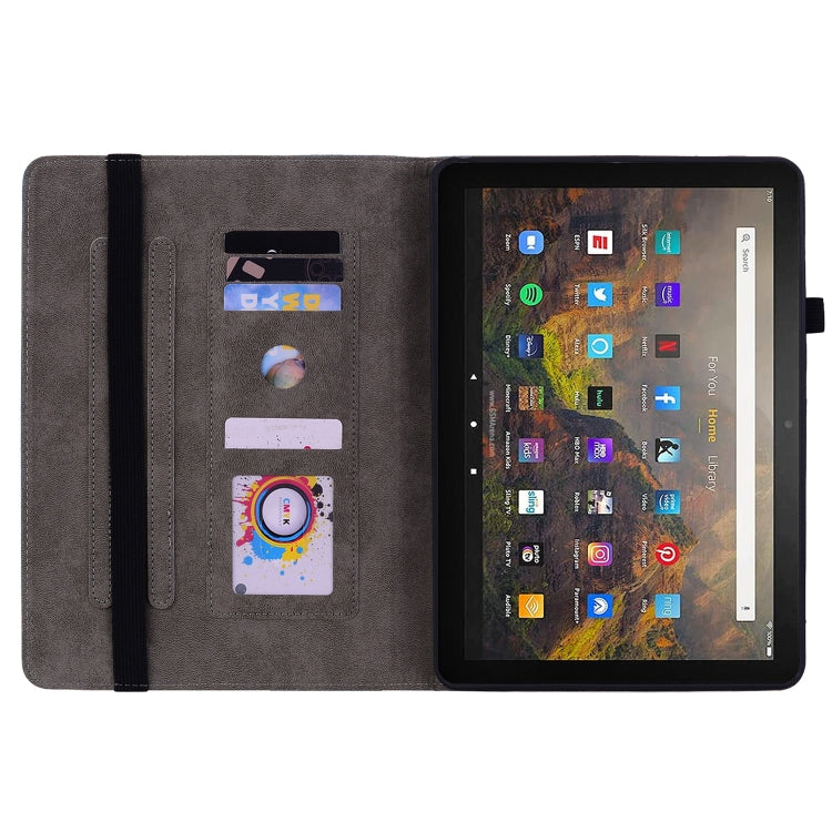 For Amazon Kindle Fire HD10 2021 Butterfly Rose Embossed Leather Smart Tablet Case(Red)