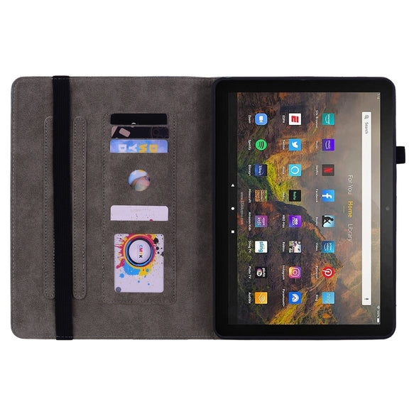 For Amazon Kindle Fire HD10 2021 Butterfly Rose Embossed Leather Smart Tablet Case(Red)