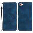 For iPhone 16e Flower Butterfly Embossing Pattern Leather Phone Case(Blue) - iPhone 16e Cases by PMC TechLife | Online Shopping South Africa | PMC TechLife | Buy Now Pay Later Mobicred