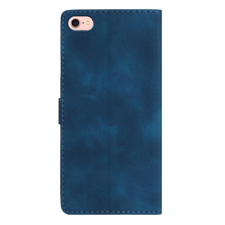 For iPhone 16e Flower Butterfly Embossing Pattern Leather Phone Case(Blue)
