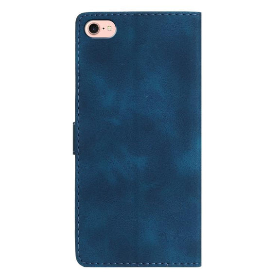 For iPhone 16e Flower Butterfly Embossing Pattern Leather Phone Case(Blue)