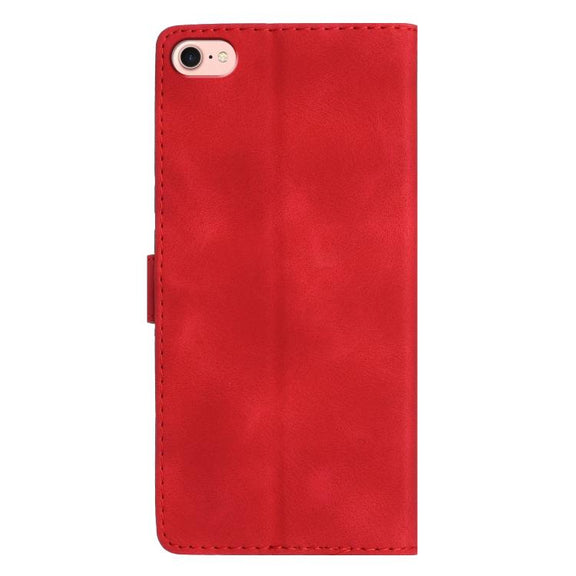 For iPhone 16e Flower Butterfly Embossing Pattern Leather Phone Case(Red)