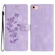 For iPhone 16e Flower Butterfly Embossing Pattern Leather Phone Case(Purple) - iPhone 16e Cases by PMC TechLife | Online Shopping South Africa | PMC TechLife | Buy Now Pay Later Mobicred