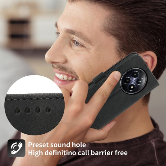 For Realme 12 5G Dierfeng Dream Line TPU + PU Leather Phone Case(Black)
