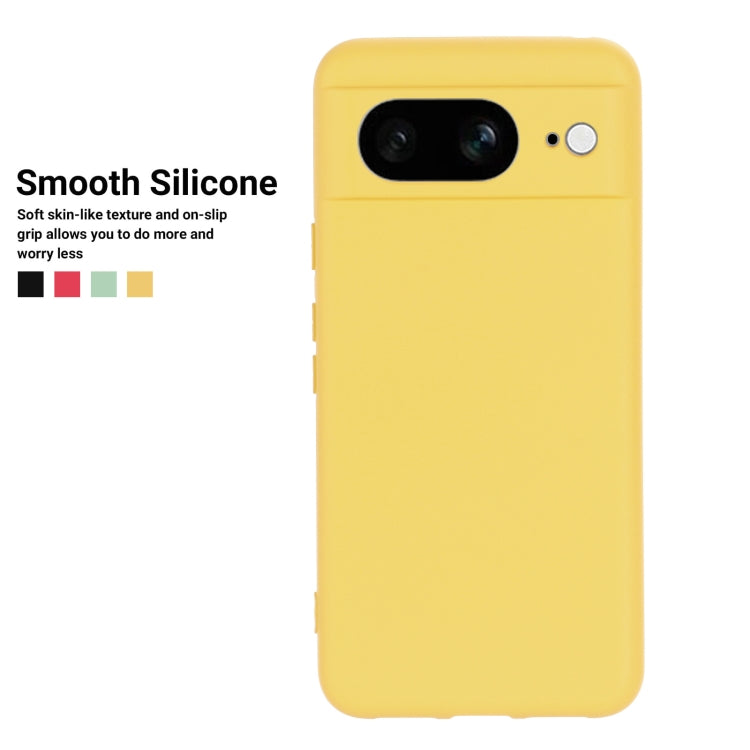 For Google Pixel 8 Pure Color Liquid Silicone Shockproof Phone Case(Yellow)