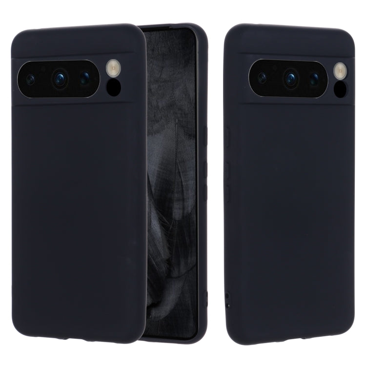 For Google Pixel 8 Pro Pure Color Liquid Silicone Shockproof Phone Case(Black)