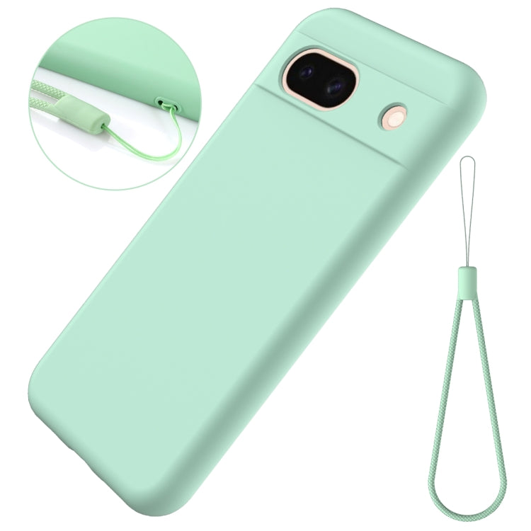 For Google Pixel 8a Pure Color Liquid Silicone Shockproof Phone Case(Green)