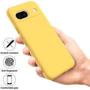 For Google Pixel 8a Pure Color Liquid Silicone Shockproof Phone Case(Yellow)