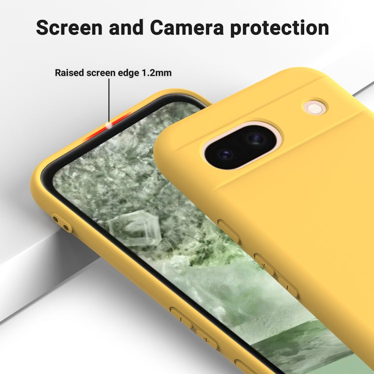 For Google Pixel 8a Pure Color Liquid Silicone Shockproof Phone Case(Yellow)