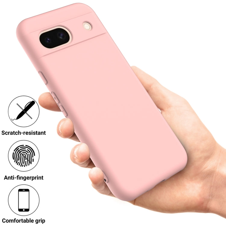 For Google Pixel 8a Pure Color Liquid Silicone Shockproof Phone Case(Pink)